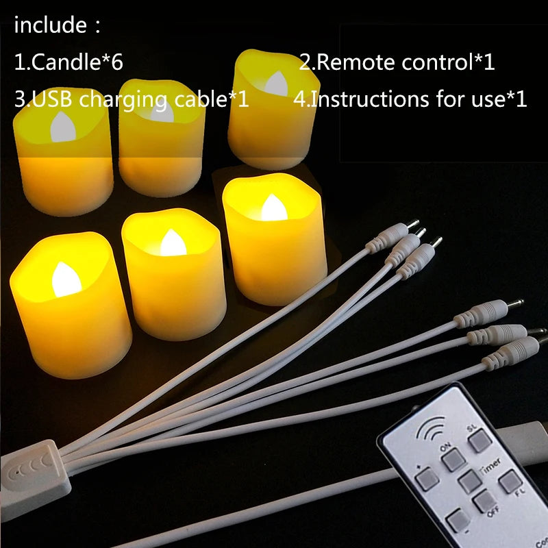 Led Candles with Flickering Flame Timer Remote Control for Halloween Home Decoration USB Rechargeable Tealights Electric Candles