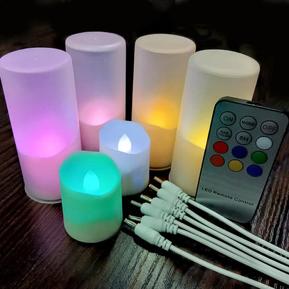Led Candles with Flickering Flame Timer Remote Control for Halloween Home Decoration USB Rechargeable Tealights Electric Candles