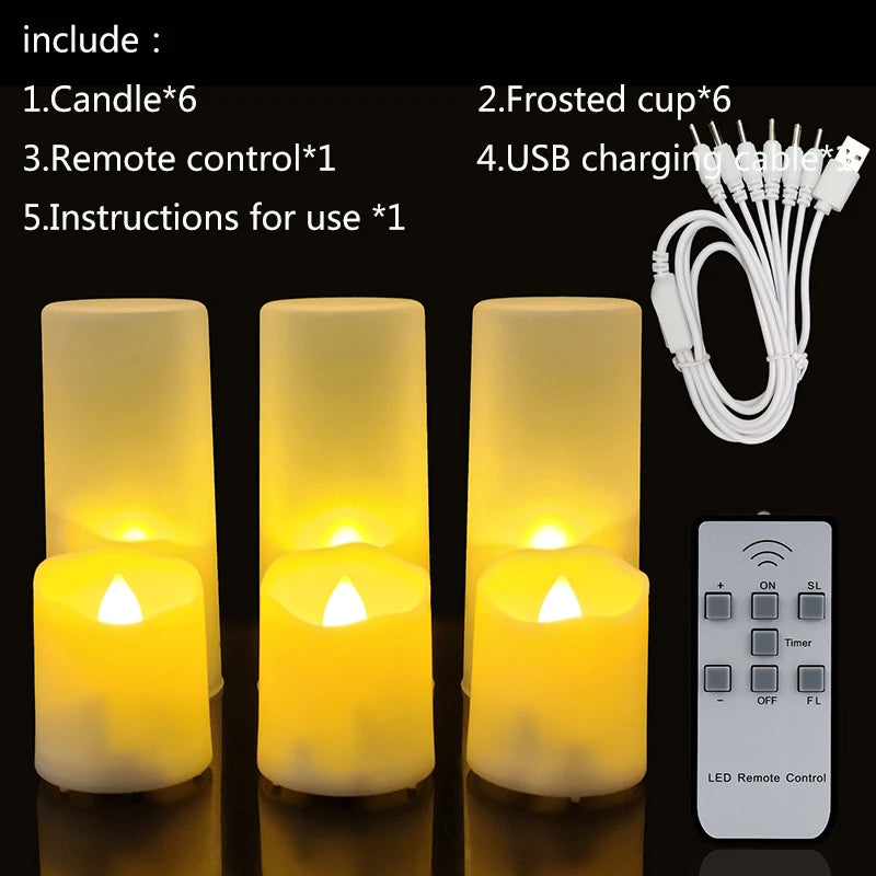 Led Candles with Flickering Flame Timer Remote Control for Halloween Home Decoration USB Rechargeable Tealights Electric Candles