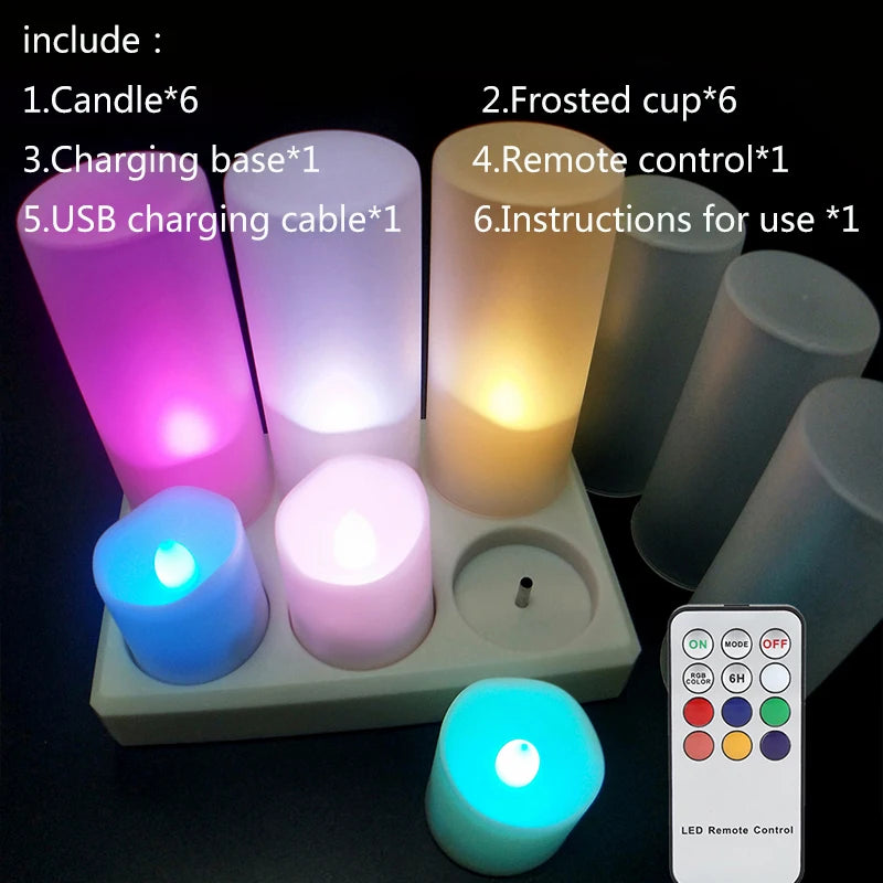 Led Candles with Flickering Flame Timer Remote Control for Halloween Home Decoration USB Rechargeable Tealights Electric Candles