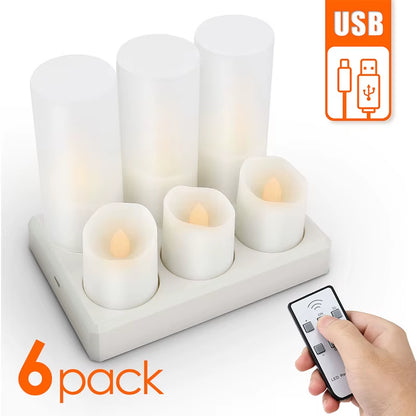 Led Candles with Flickering Flame Timer Remote Control for Halloween Home Decoration USB Rechargeable Tealights Electric Candles