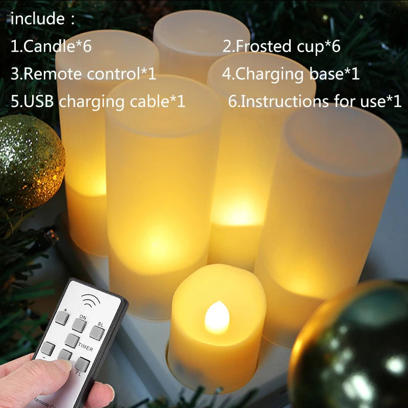 Led Candles with Flickering Flame Timer Remote Control for Halloween Home Decoration USB Rechargeable Tealights Electric Candles