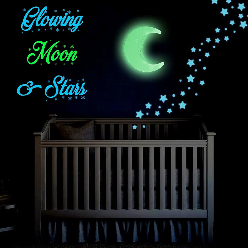 100 Wall Glow in the Dark Stars Stickers Baby Kids Nursery Bed Room Ceiling Cute
