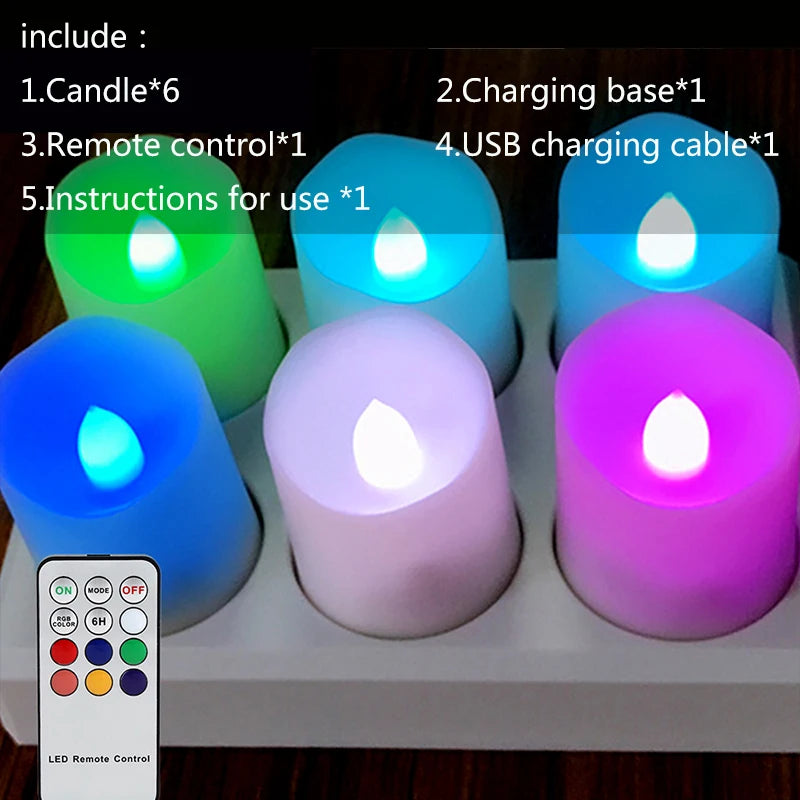 Led Candles with Flickering Flame Timer Remote Control for Halloween Home Decoration USB Rechargeable Tealights Electric Candles